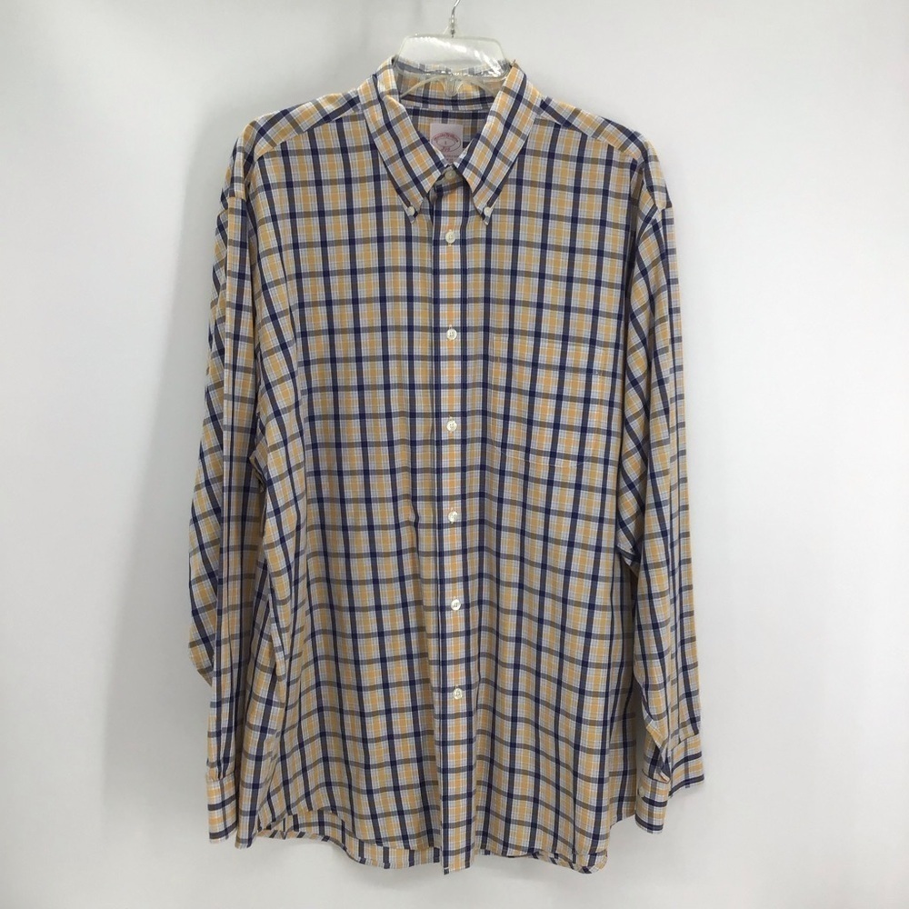 Brooks Brothers Men’s 346 Long Sleeve Regular Fit Plaid Dress Shirt Size L
